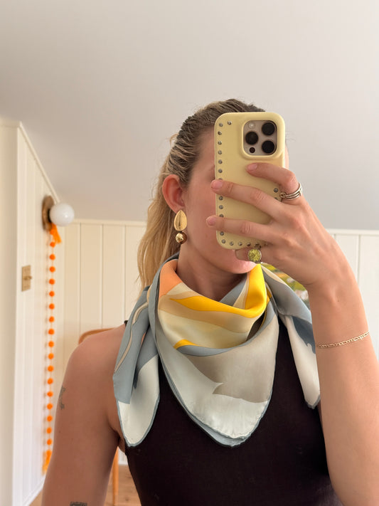 70's Abstract Floral Silk Scarf
