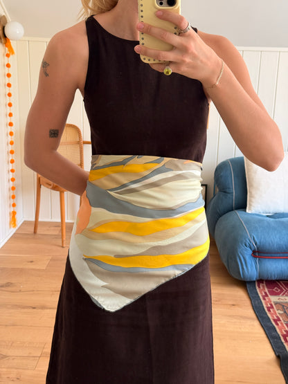 70's Abstract Floral Silk Scarf