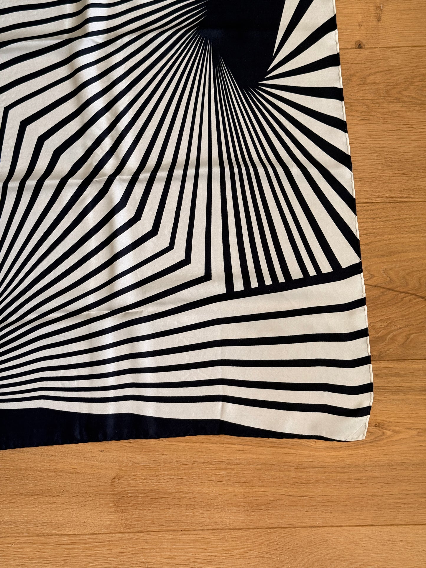 80's Black & White Geometric Vortex Silk Scarf
