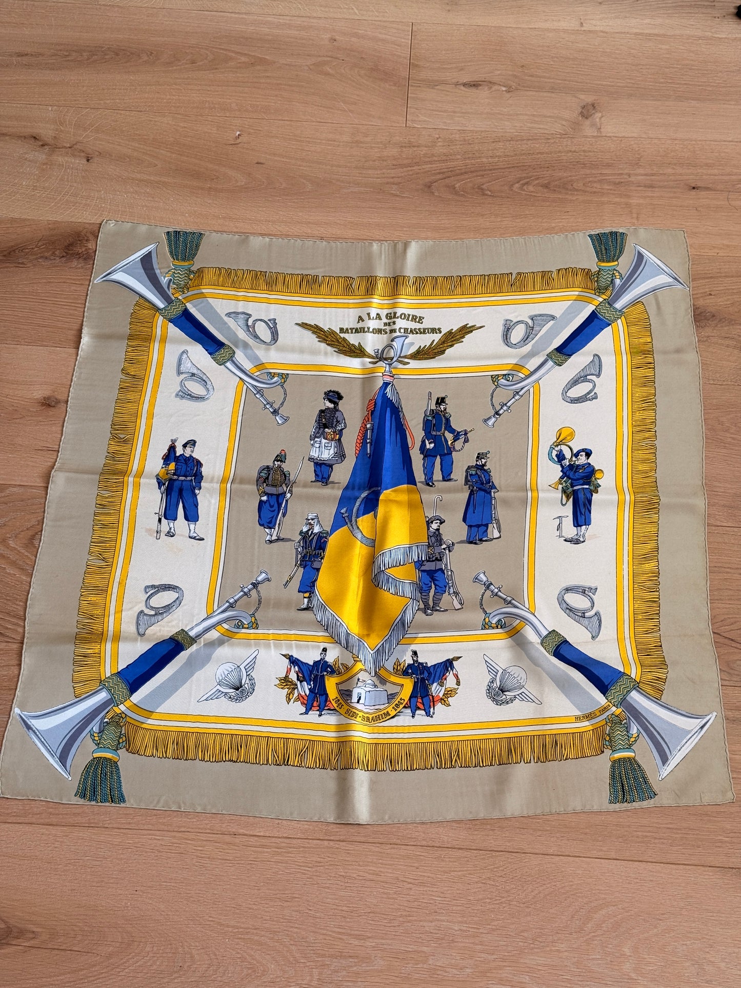 Hermès "À la Gloire des bataillons de chasseurs" by Hugo Grygkar Silk Scarf