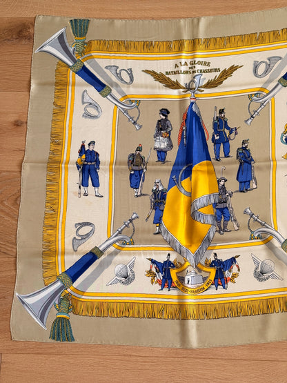 Hermès "À la Gloire des bataillons de chasseurs" by Hugo Grygkar Silk Scarf