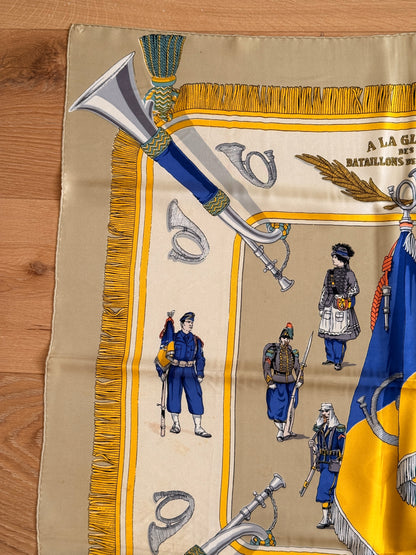 Hermès "À la Gloire des bataillons de chasseurs" by Hugo Grygkar Silk Scarf