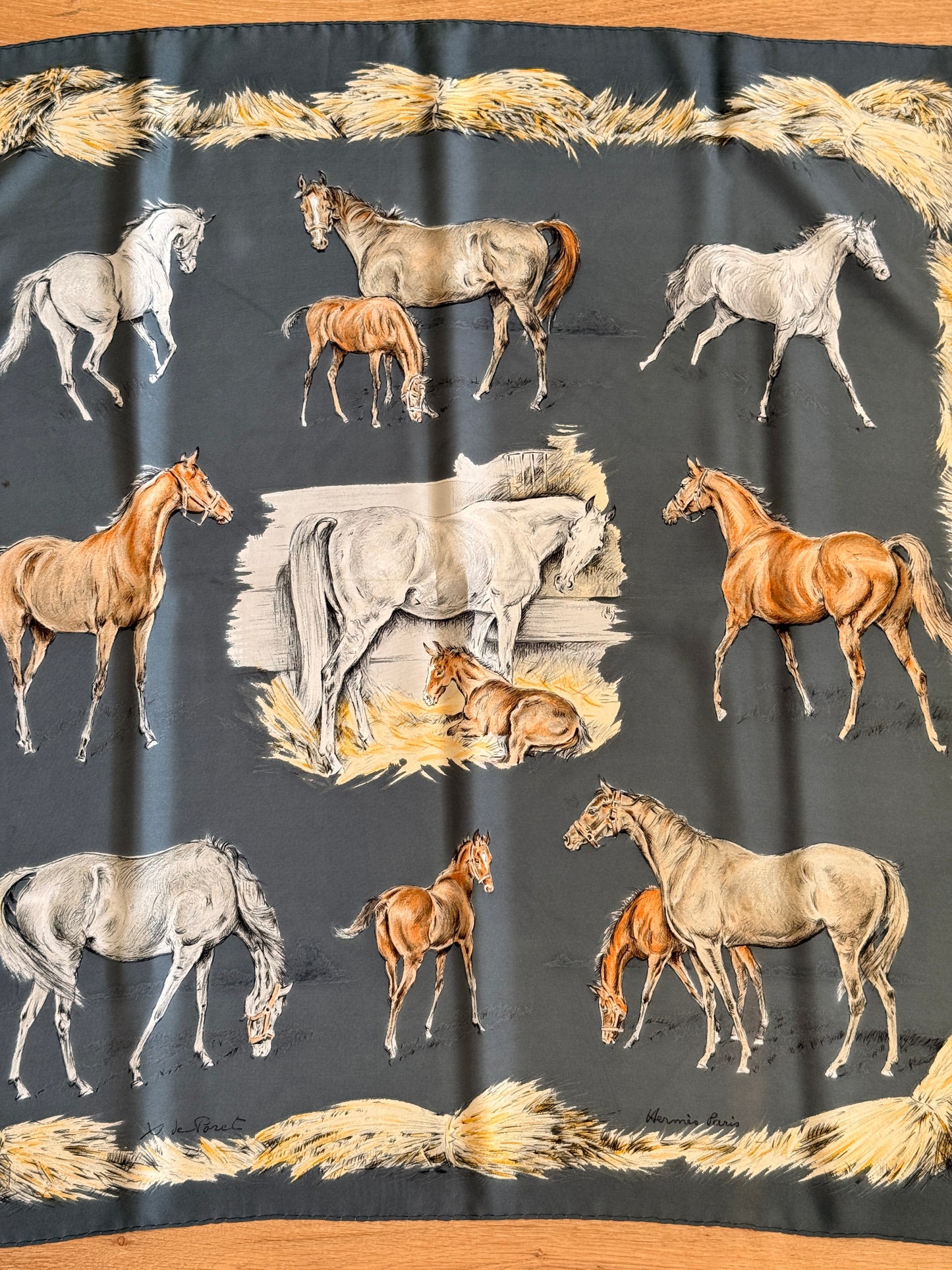 Hermès "Les Poulains" Silk Scarf by Xavier de Poret
