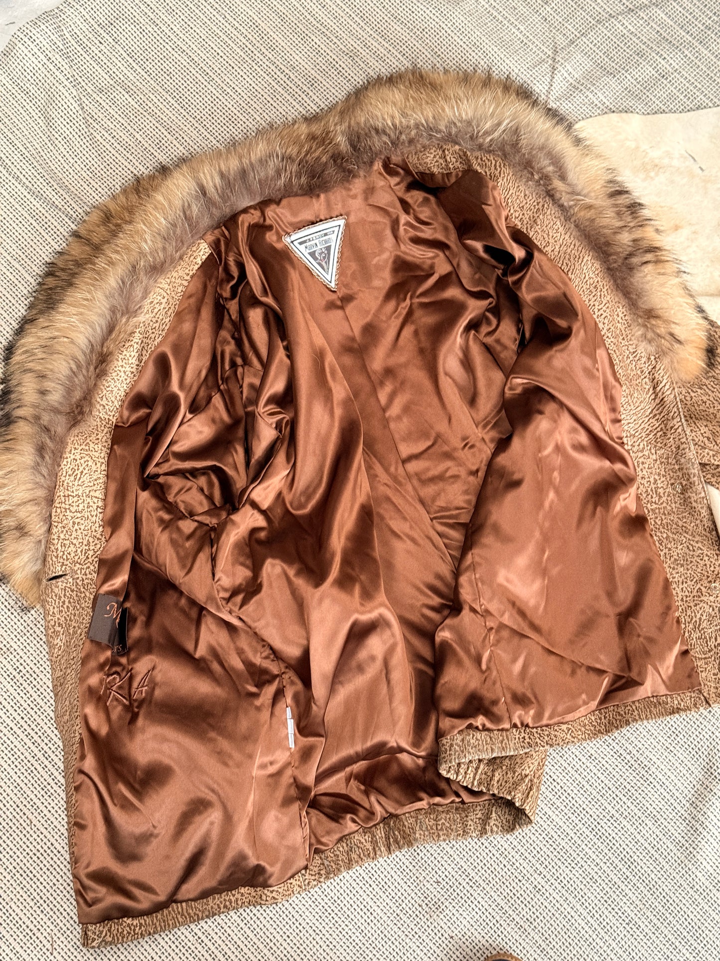 80's Animal Print Fur Trim Jacket