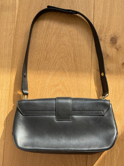 Ferragamo Gancini Black Calfskin Shoulder Bag
