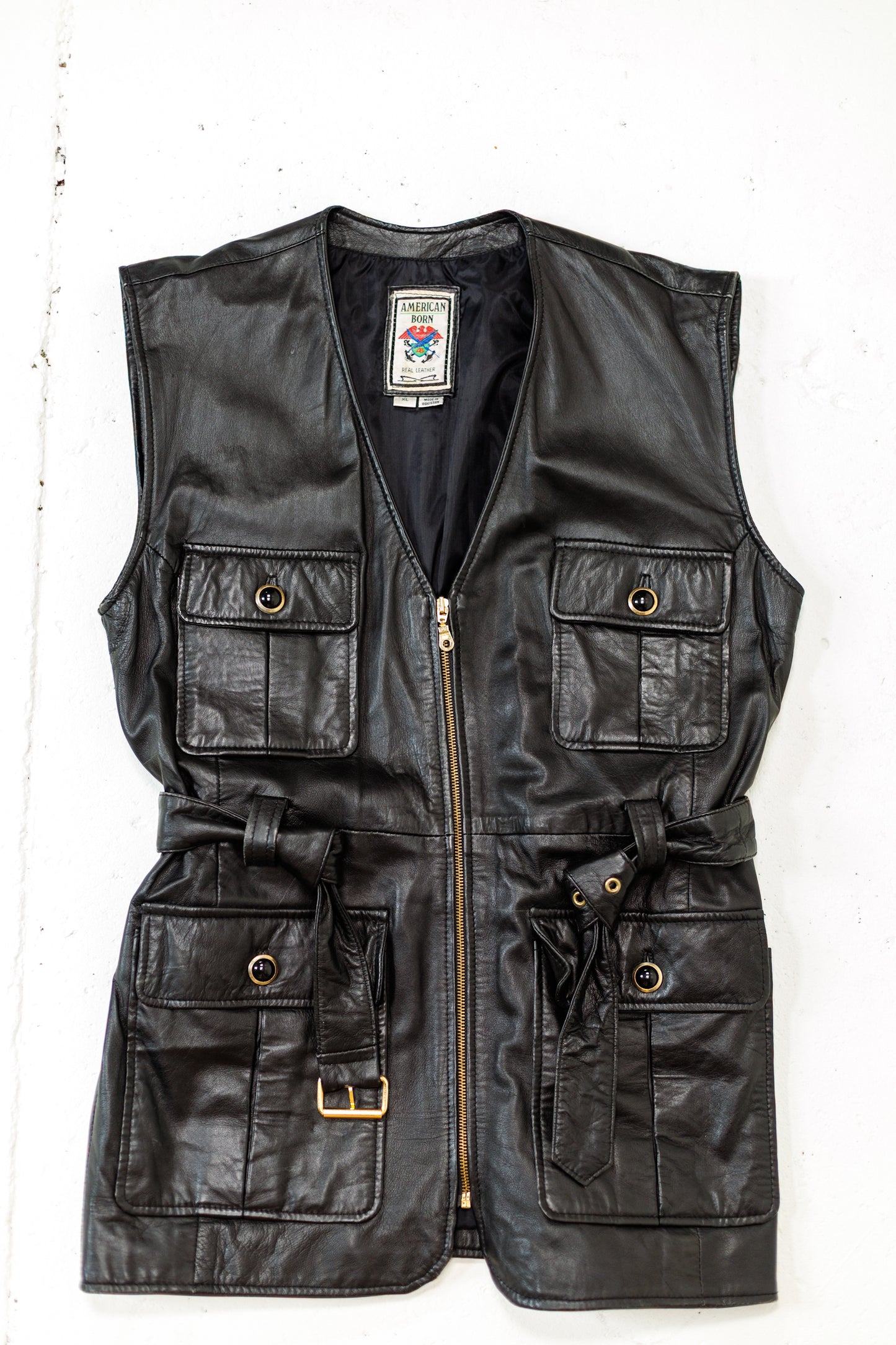 90's American Born Leather Belted Vest
