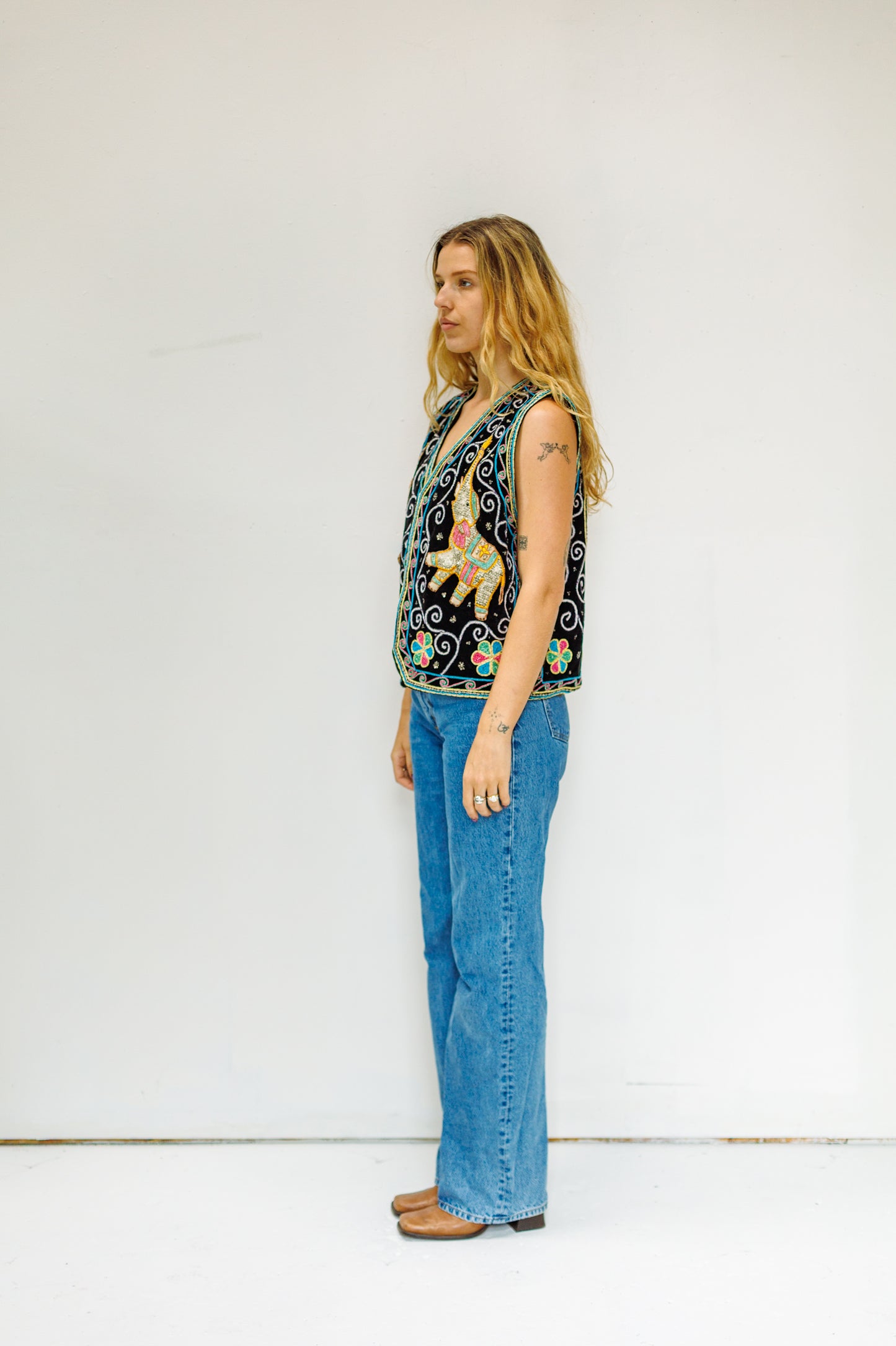 80's Vintage Daily Planet Embroidered Elephant Vest