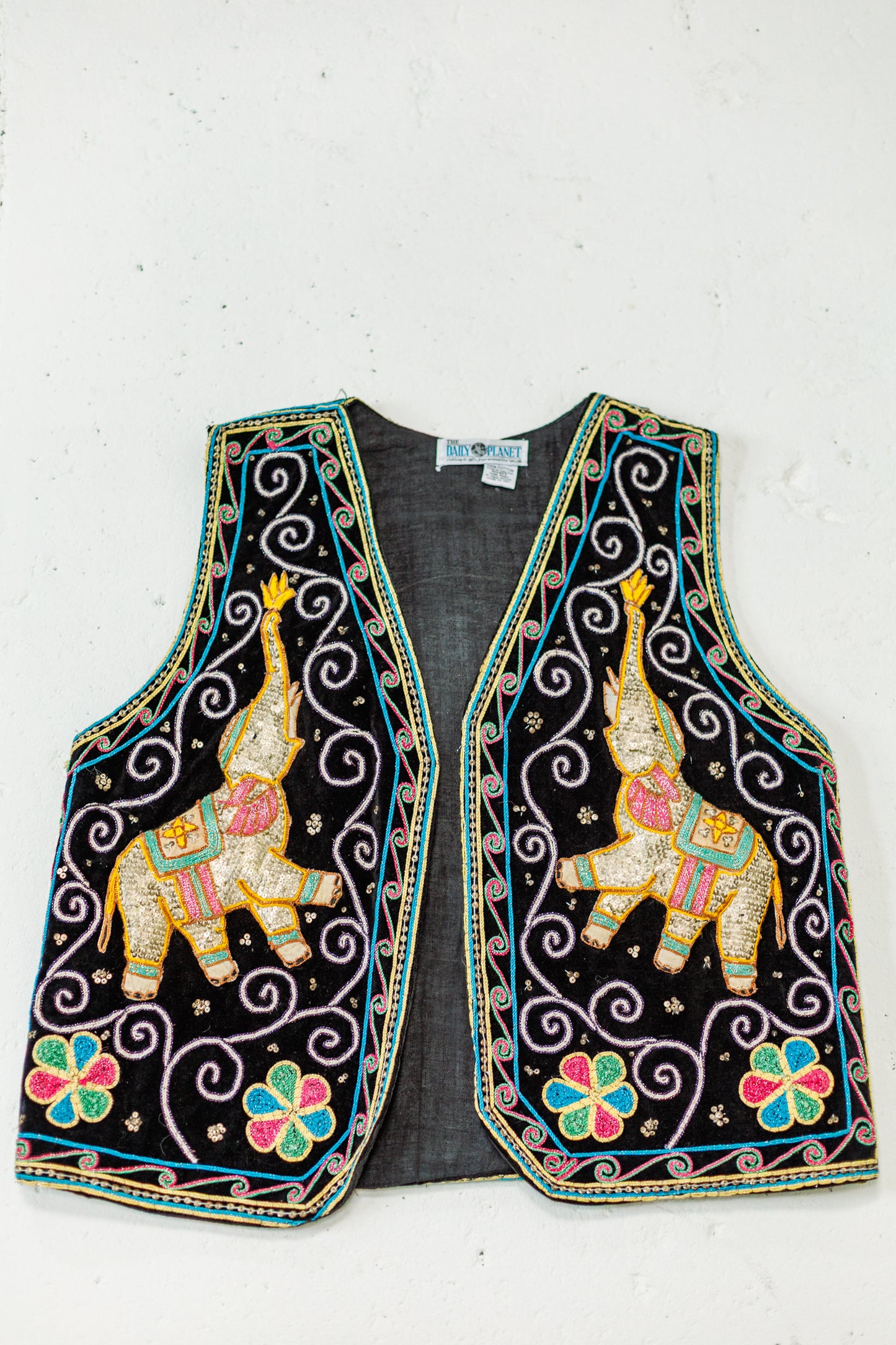 80's Vintage Daily Planet Embroidered Elephant Vest