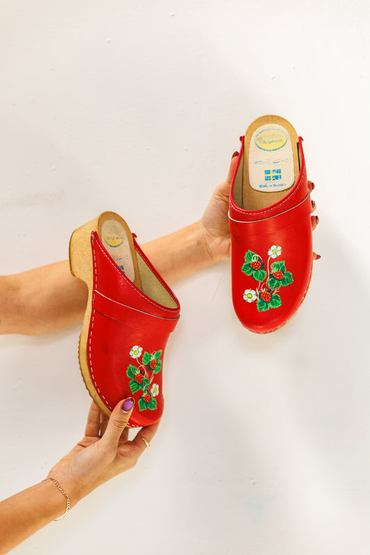 Vintage Strawberry Swedish Clogs