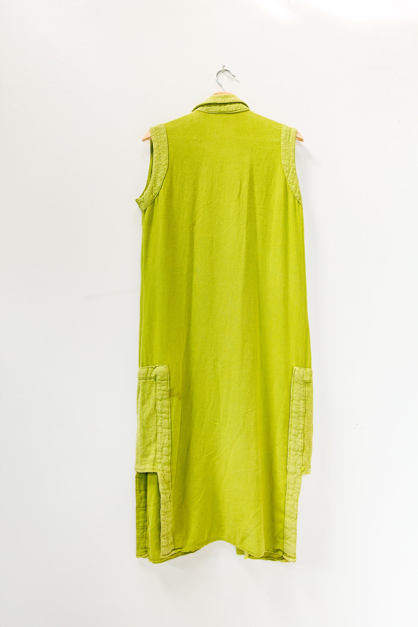 Vintage Apple Green Longline Cotton Open Vest