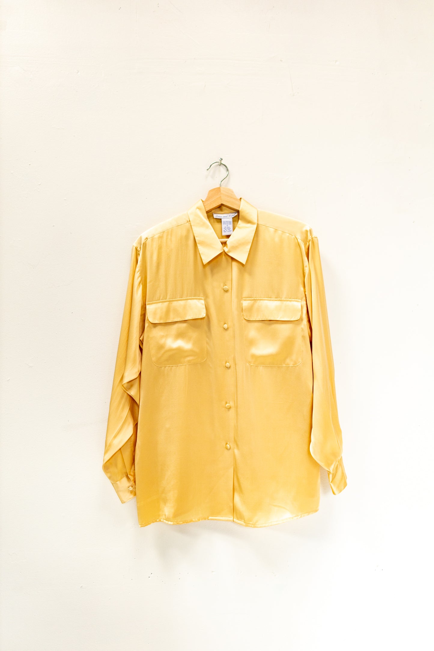 1980’s Butter Yellow Silk Button Up Blouse