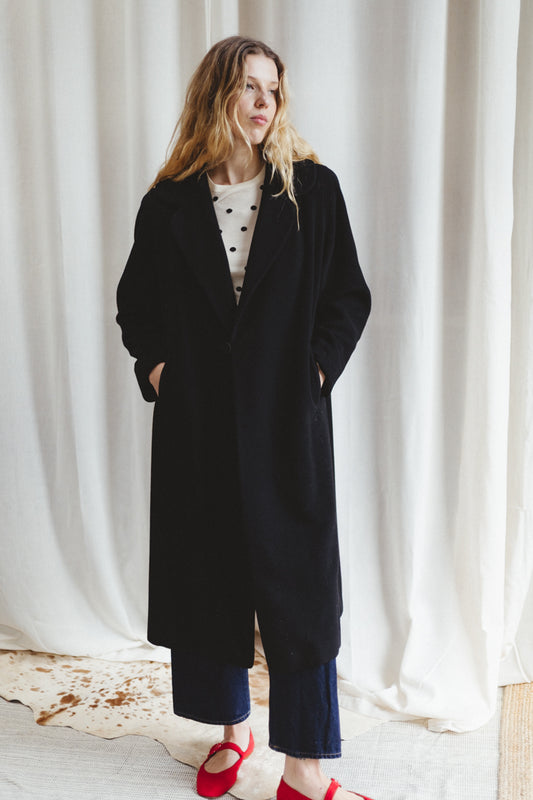 70's Fredrick & Nelson of Seattle Black Wool Trench Coat