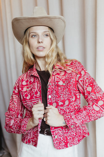 90's Bandana Print Denim Jacket