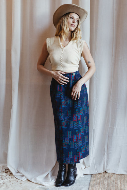 80's Pendleton Wool Maxi Wrap Skirt