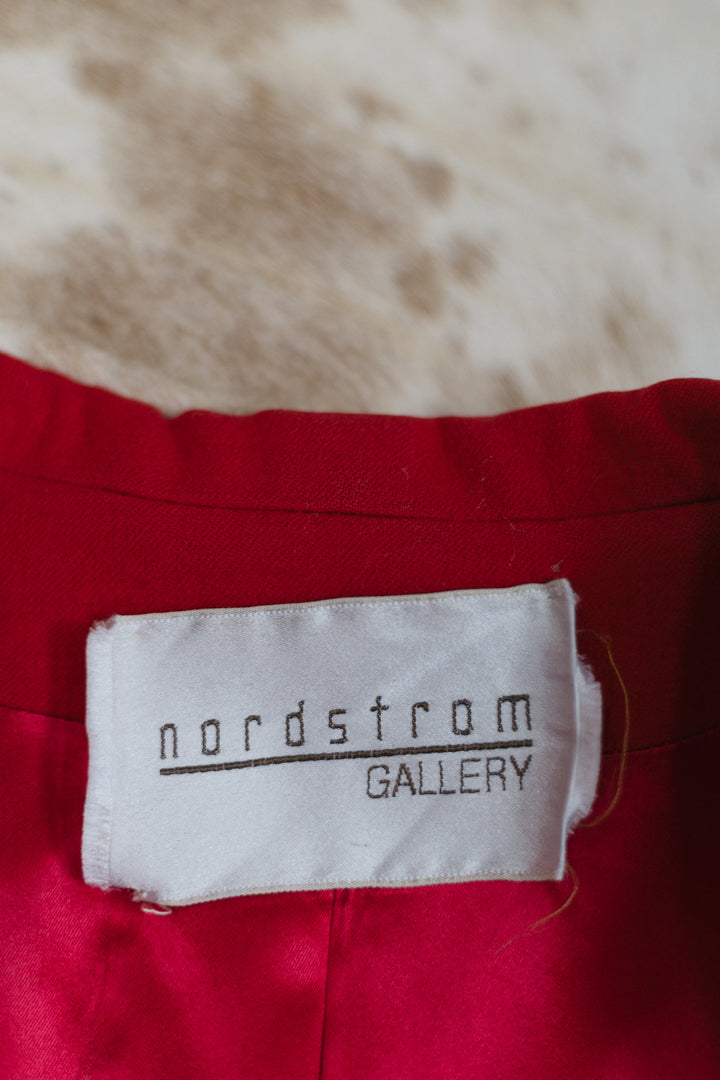 80's Fleurette x Nordstrom Gallery Cherry Red Wool Trench