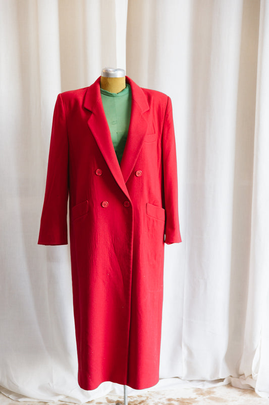 80's Fleurette x Nordstrom Gallery Cherry Red Wool Trench