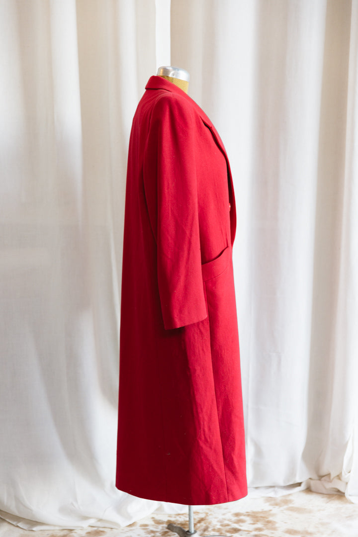80's Fleurette x Nordstrom Gallery Cherry Red Wool Trench