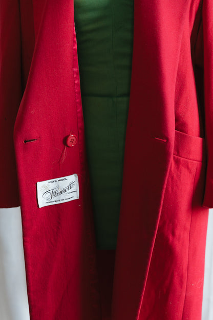 80's Fleurette x Nordstrom Gallery Cherry Red Wool Trench