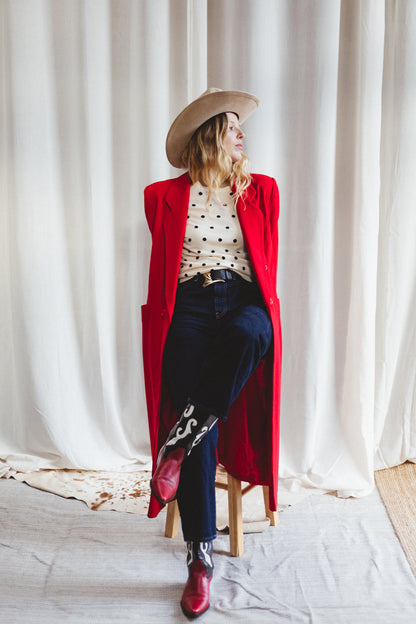 80's Fleurette x Nordstrom Gallery Cherry Red Wool Trench