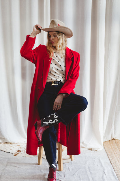 80's Fleurette x Nordstrom Gallery Cherry Red Wool Trench