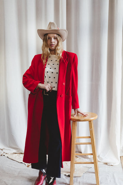 80's Fleurette x Nordstrom Gallery Cherry Red Wool Trench