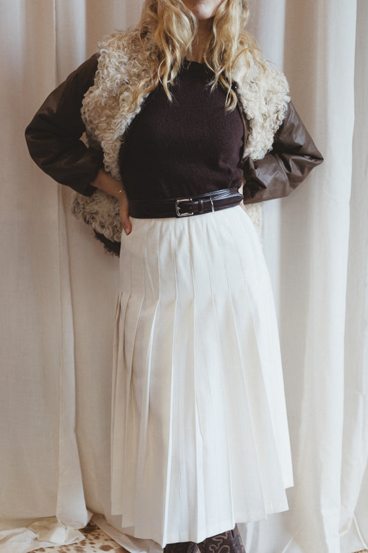 80's Silk Blend Pendleton Pleated Midi Skirt