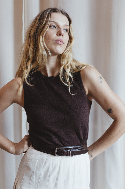 90's Cashmere Brown Knit Tank