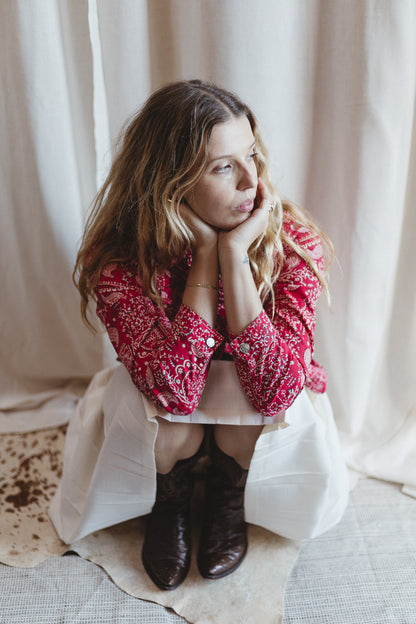 90's Bandana Print Denim Jacket