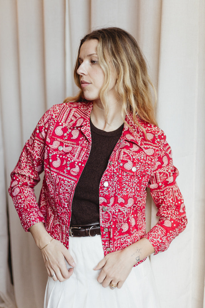 90's Bandana Print Denim Jacket