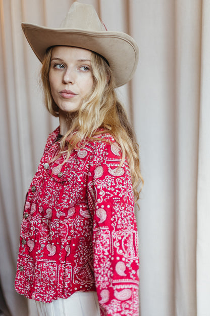 90's Bandana Print Denim Jacket