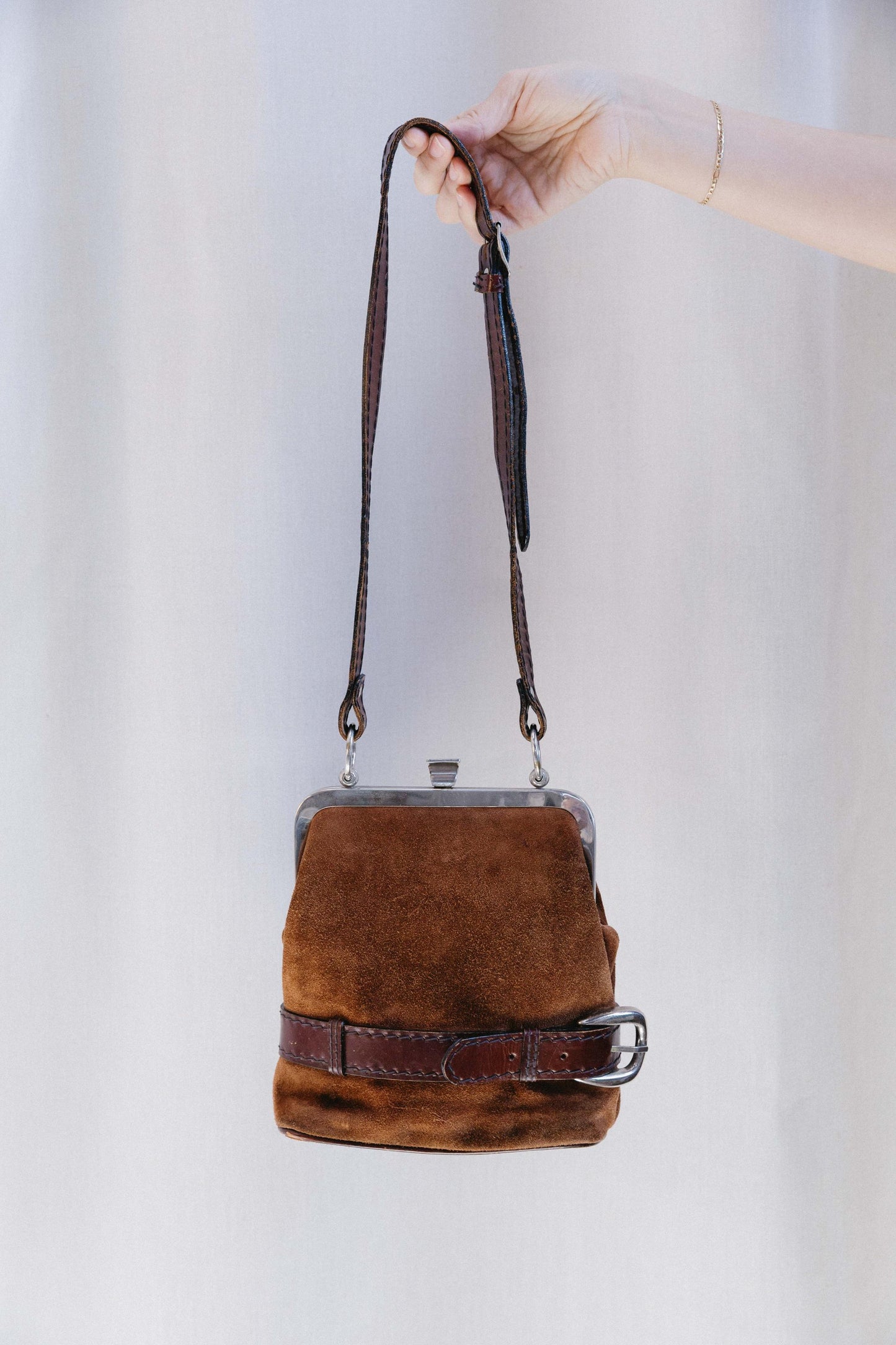 1970's Suede Two Tone Brown Belt Bag