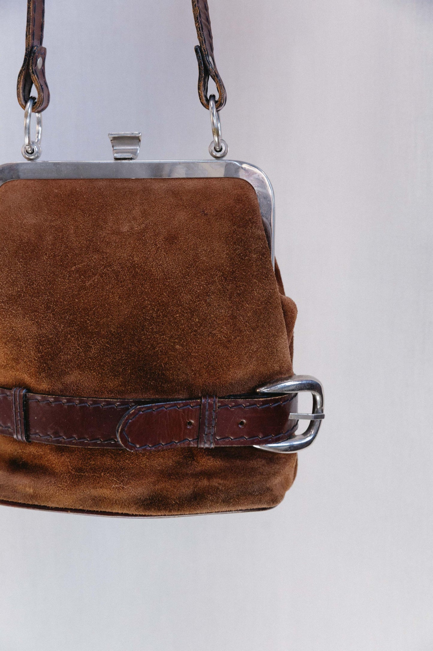 1970's Suede Two Tone Brown Belt Bag