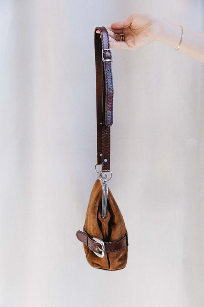 1970's Suede Two Tone Brown Belt Bag