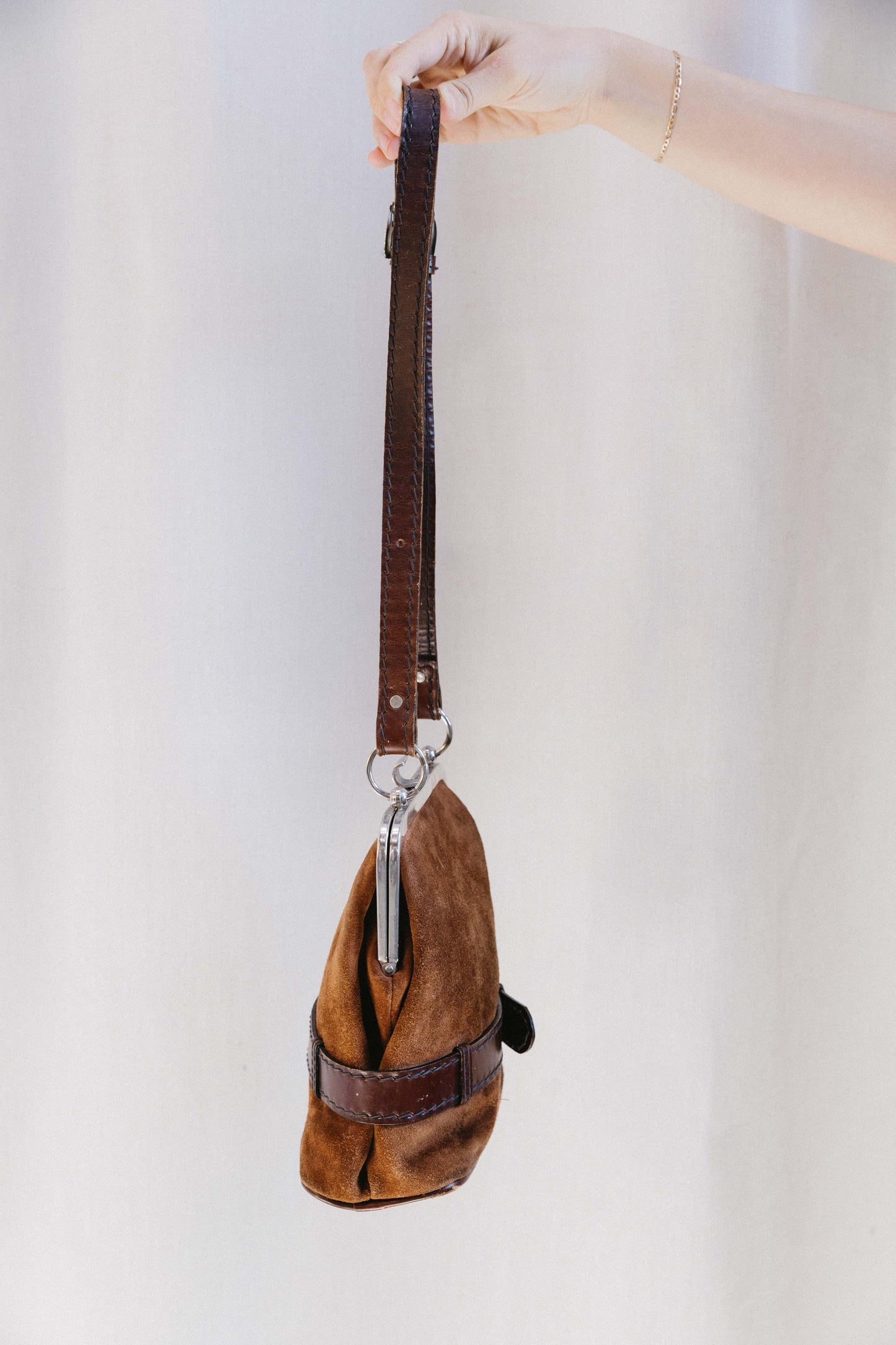 1970's Suede Two Tone Brown Belt Bag