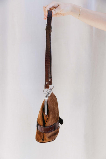1970's Suede Two Tone Brown Belt Bag