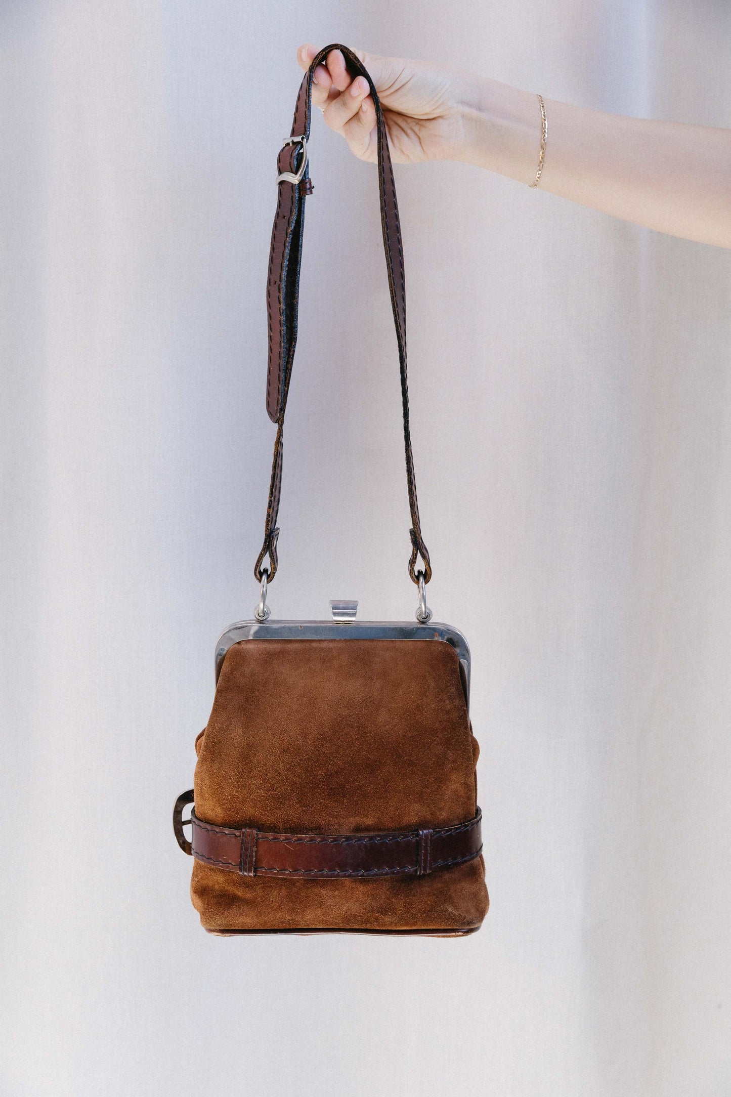 1970's Suede Two Tone Brown Belt Bag