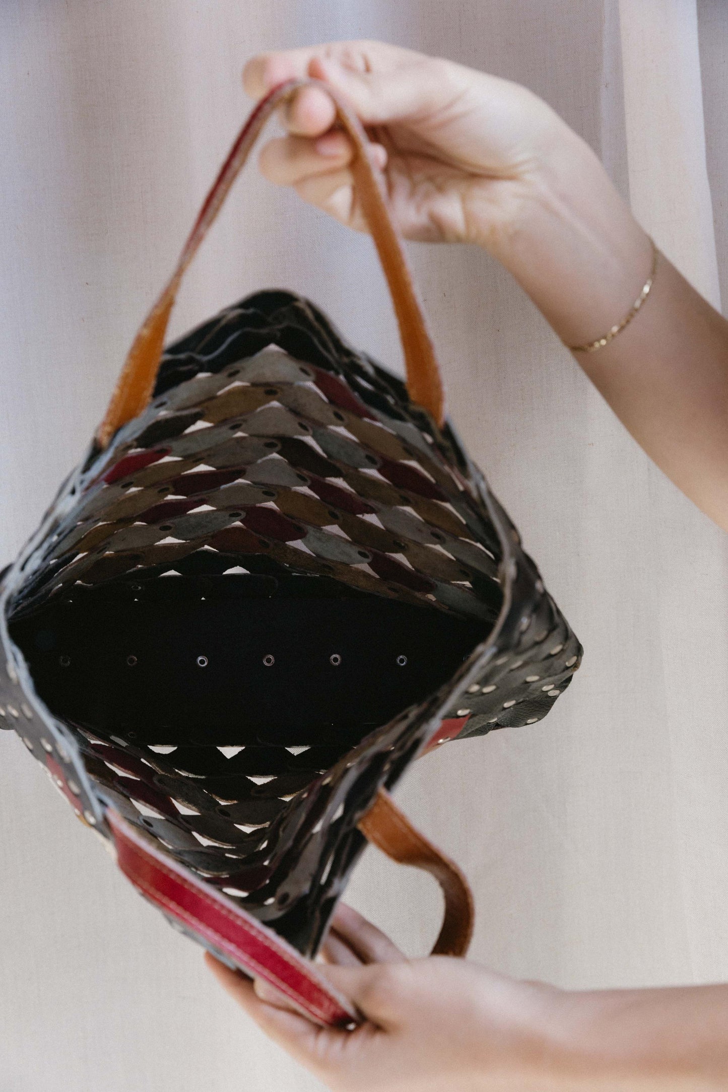 Vintage Woven Austrian Leather Tote Bag