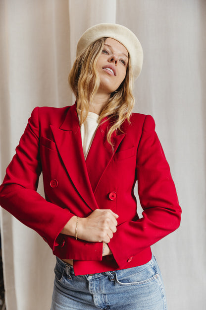 90's Wool Red Double Breasted Blazer