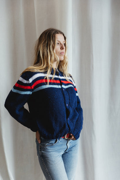 80's Frenchy Hand Knit Striped Cardigan