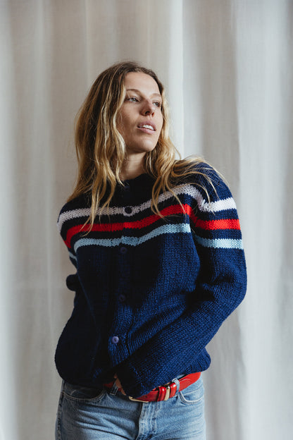 80's Frenchy Hand Knit Striped Cardigan