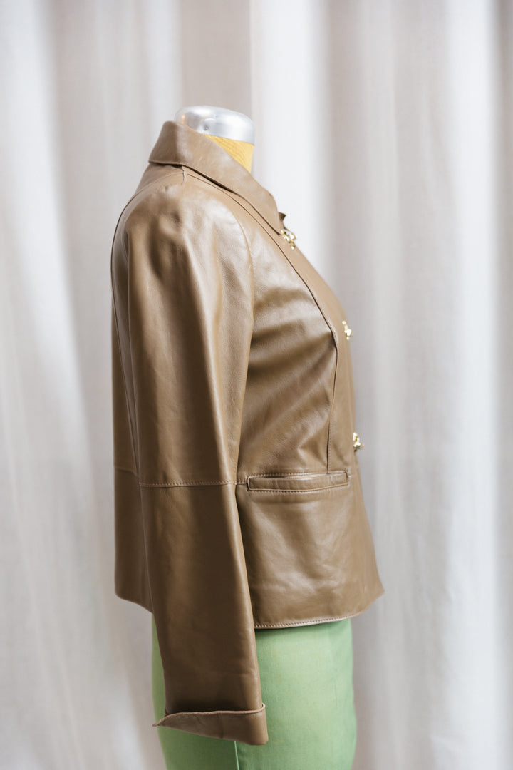 90's Brown Fireman Clasp Leather Jacket