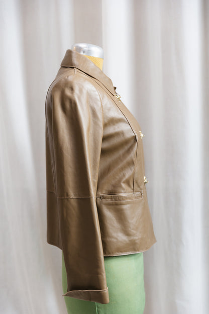 90's Brown Fireman Clasp Leather Jacket