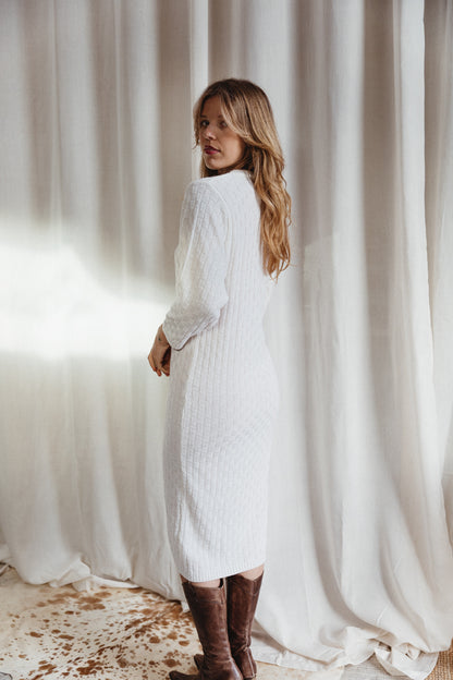 Italian 80's Miss Helen White Knit Dress