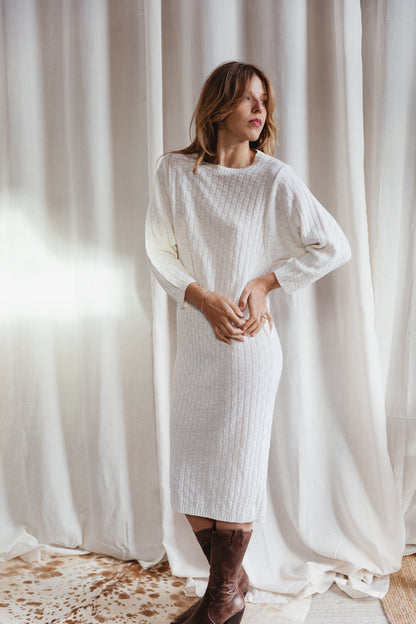 Italian 80's Miss Helen White Knit Dress