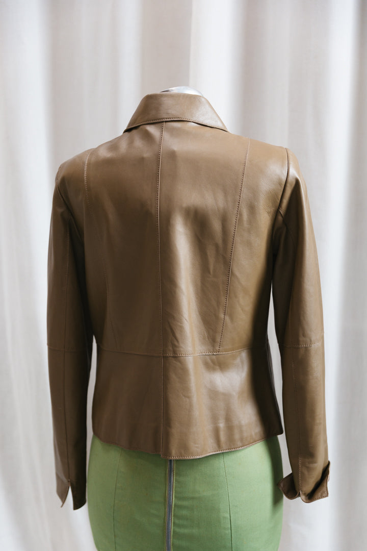 90's Brown Fireman Clasp Leather Jacket