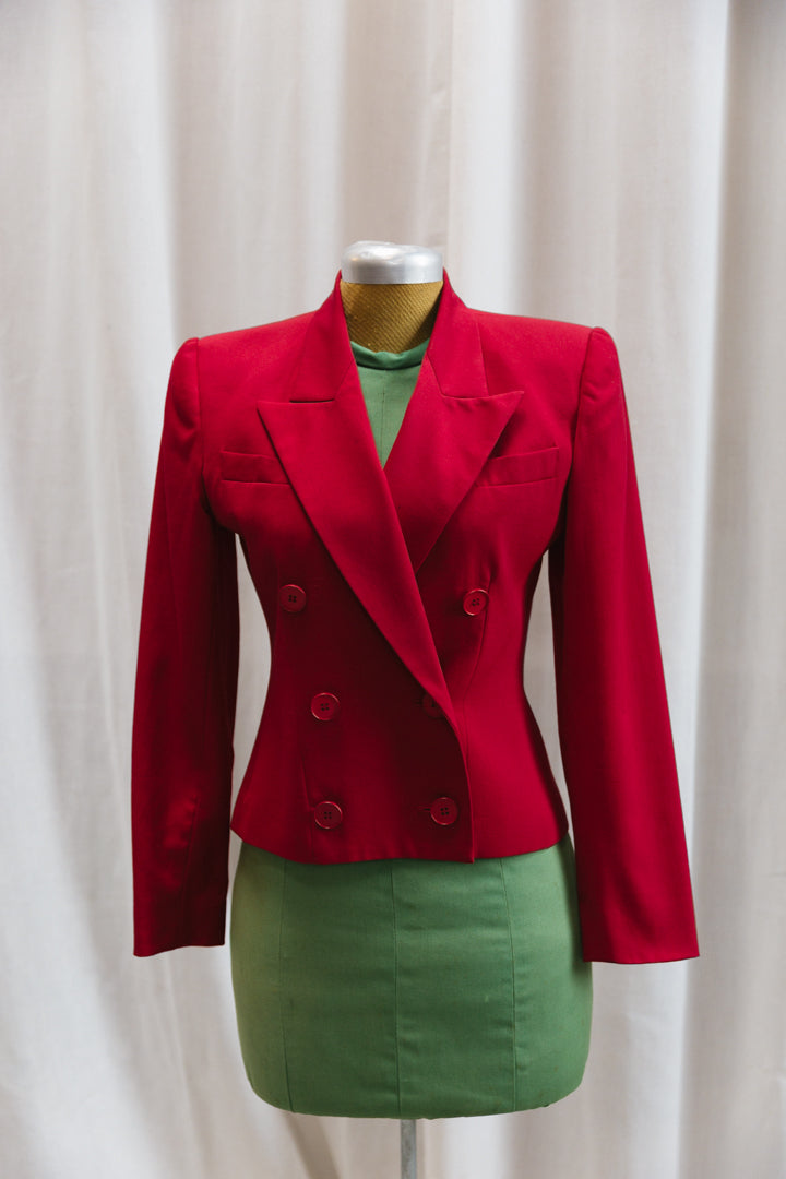 90's Wool Red Double Breasted Blazer