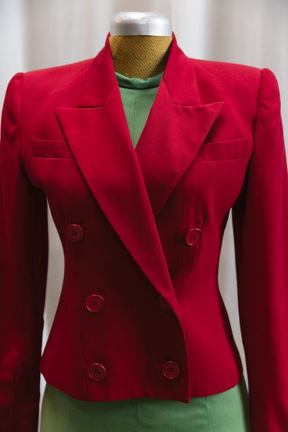 90's Wool Red Double Breasted Blazer