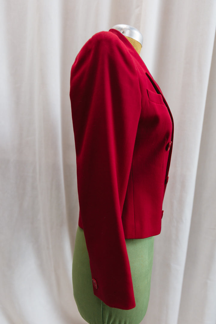 90's Wool Red Double Breasted Blazer