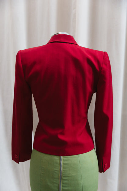90's Wool Red Double Breasted Blazer