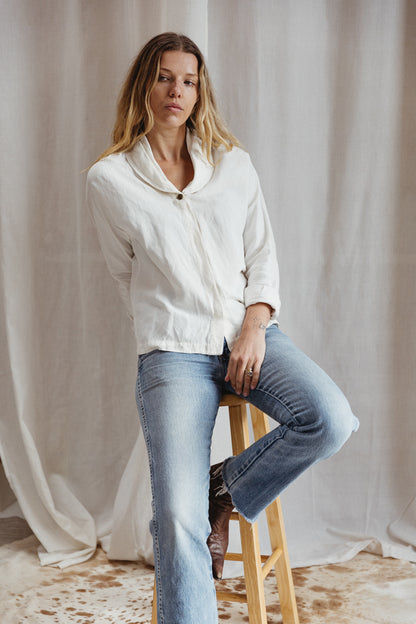 80's Gianni Versace Drape Neck Collar Blouse